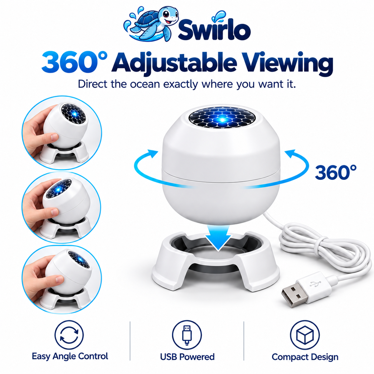 Swirlo™ OceanScape Projector – Includes Ocean & Christmas Scenes