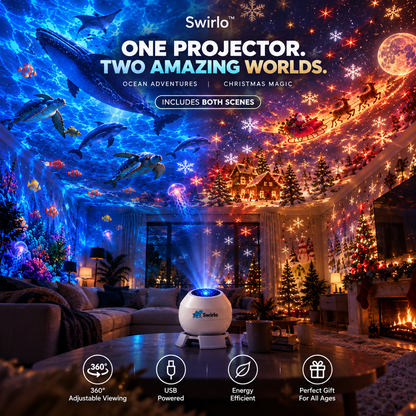 Swirlo™ OceanScape Projector – Includes Ocean & Christmas Scenes